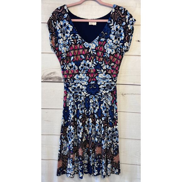 Meadow Rue Size MED Dress Boho Anthropologie Multicolor Short Sleeve - Picture 1 of 5